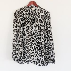 Michael Kors black and white leopard blouse